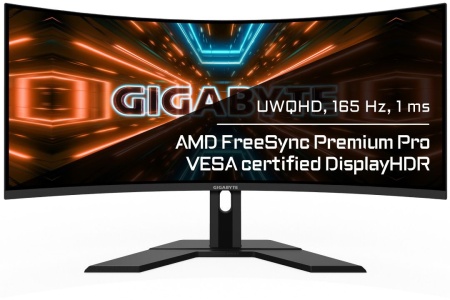 Монитор Gigabyte 34" G34WQC A черный VA LED 1ms 21:9 HDMI M/M матовая HAS 350cd 178гр/178гр 3440x1440 144Hz FreeSync Premium DP 2K 8.4кг