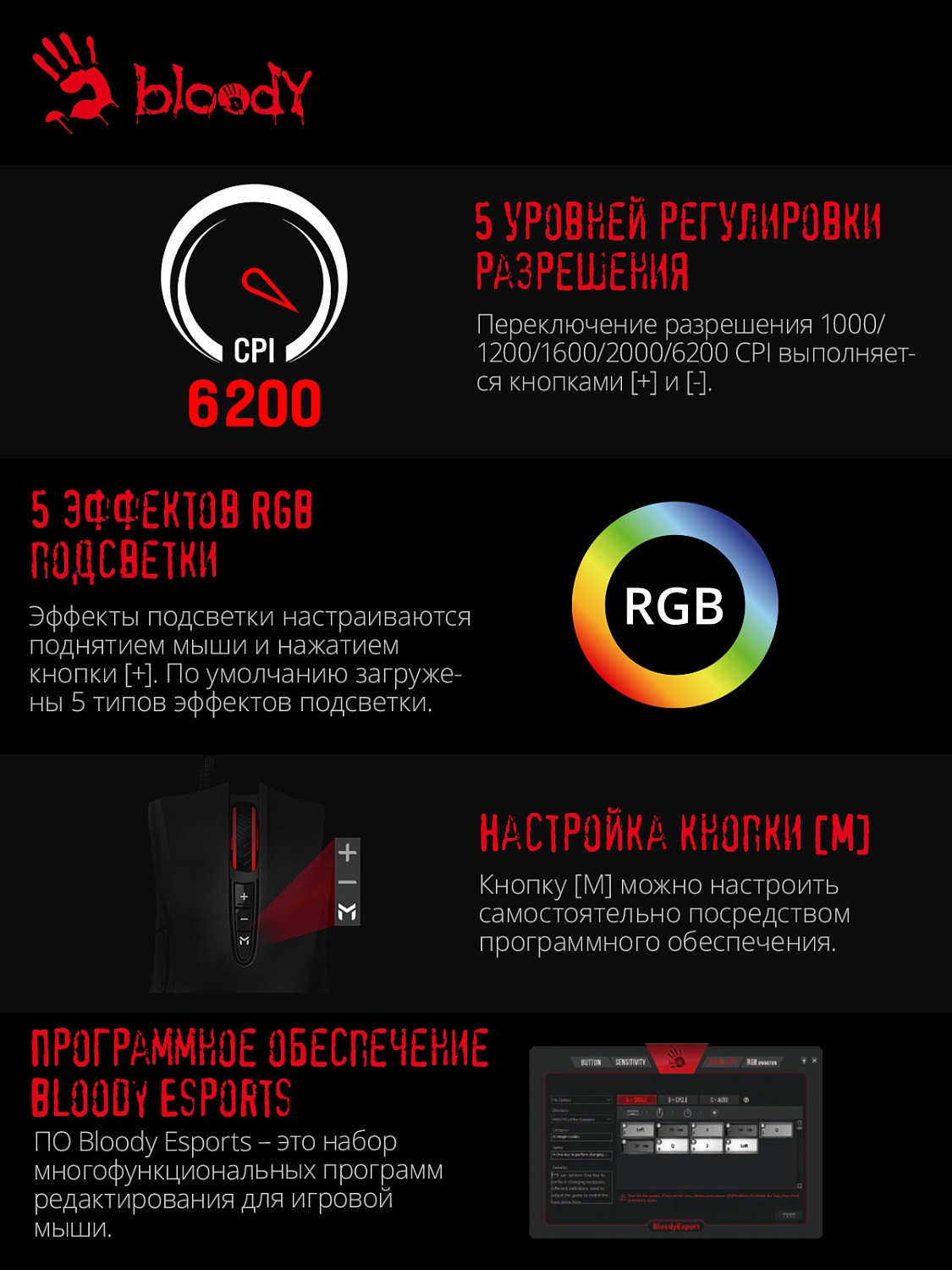 Мышь A4Tech Bloody ES9 черный оптическая (6200dpi) USB (7but) Мышь A4Tech Bloody ES9 черный оптическая (6200dpi) USB (7but)