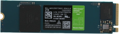 Твердотельный накопитель Western Digital SSD Green SN350 2Tb M2.2280 PCIe 3.0 WDS200T3G0C, 1 year