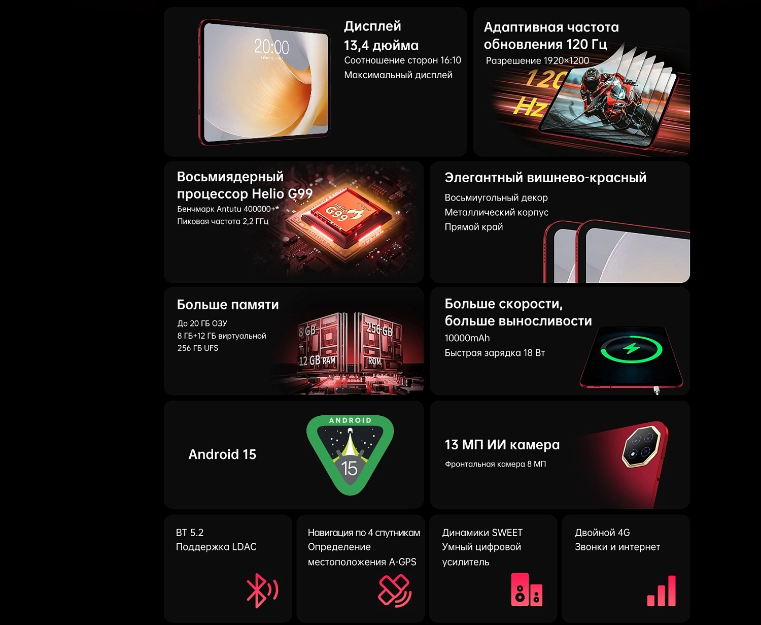 Планшет Teclast T65 Plus Premium set G99 (2.0) 8C RAM8Gb ROM256Gb 12.95" IPS 1920x1200 Android 14 серебристый 13Mpix 8Mpix BT WiFi microSD 1Tb 10000mAh 32hr