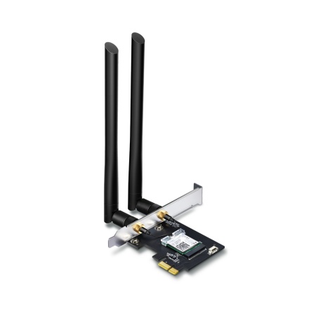 TP-Link Archer T5E, AC1200 Двухдиапазонный Wi-Fi Bluetooth-адаптер PCI Express, до 300 Мбит/с на 2,4 ГГц + до 867 Мбит/с на 5 ГГц, 2 внешние антенны с высоким коэффициентом усиления