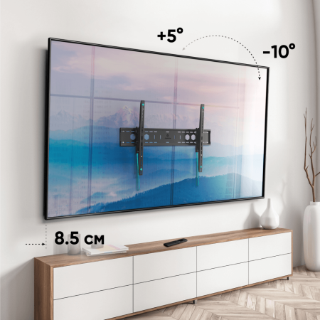 Кронштейн ONKRON наклонный кронштейн для дисплеев и ТВ 60"-110", черный UT12