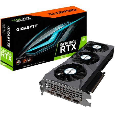 Видеокарта Gigabyte PCI-E 4.0 GV-N3070EAGLE OC-8GD 2.0 LHR NVIDIA GeForce RTX 3070 8192Mb 256 GDDR6 1770/14000 HDMIx2 DPx2 HDCP Ret