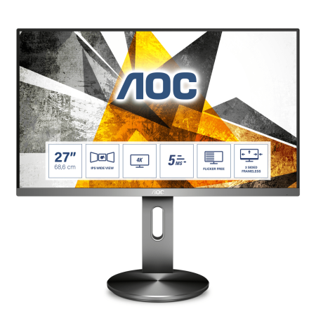 Монитор AOC 27" Professional U2790PQU(00/01) черный IPS LED 16:9 HDMI M/M матовая HAS Piv 1000:1 350cd 3840x2160 60Hz DP 4K USB 6.5кг