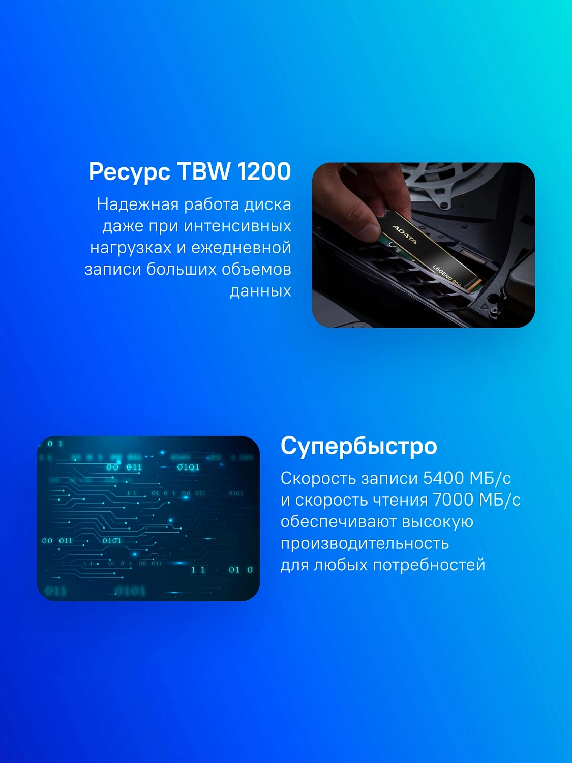 Накопитель SSD A-Data PCIe 4.0 x4 2TB SLEG-900-2TCS Legend 900 M.2 2280