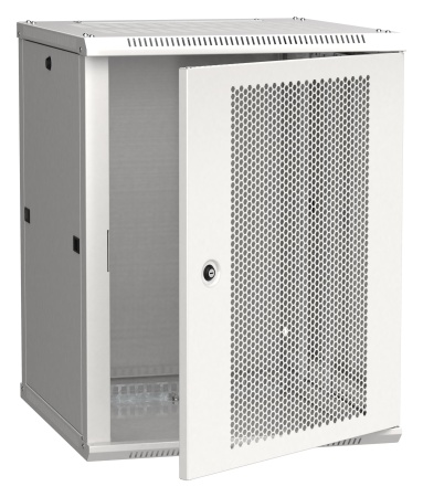 Шкаф коммутационный ITK Linea W (LWR3-15U66-PF) настенный 15U 600x450мм пер.дв.перфор. 90кг серый 500мм 200град. 770мм IP00 IK10 сталь