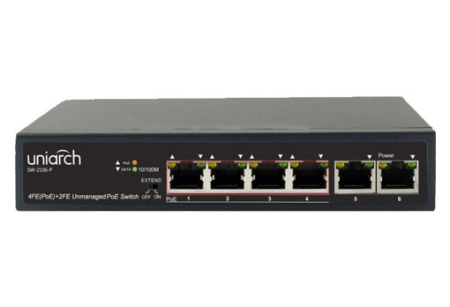 Коммутатор UNV SW-2106-P 6x100Mb 4PoE 65W неуправляемый