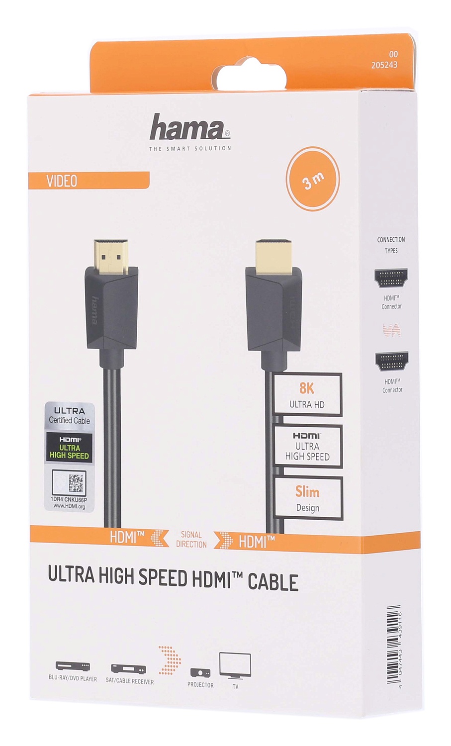 Кабель аудио-видео Hama H-205243 HDMI (m)/HDMI (m) 3м. позолоч.конт. черный (уп.:1шт) (00205243)