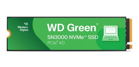 Твердотельный накопитель Western Digital Green SN3000 SSD M2.2280 PCIe 4.0 1Tb, 5000MBs/4200MBs, TBW 150, WDS100T4G0E, 1 year