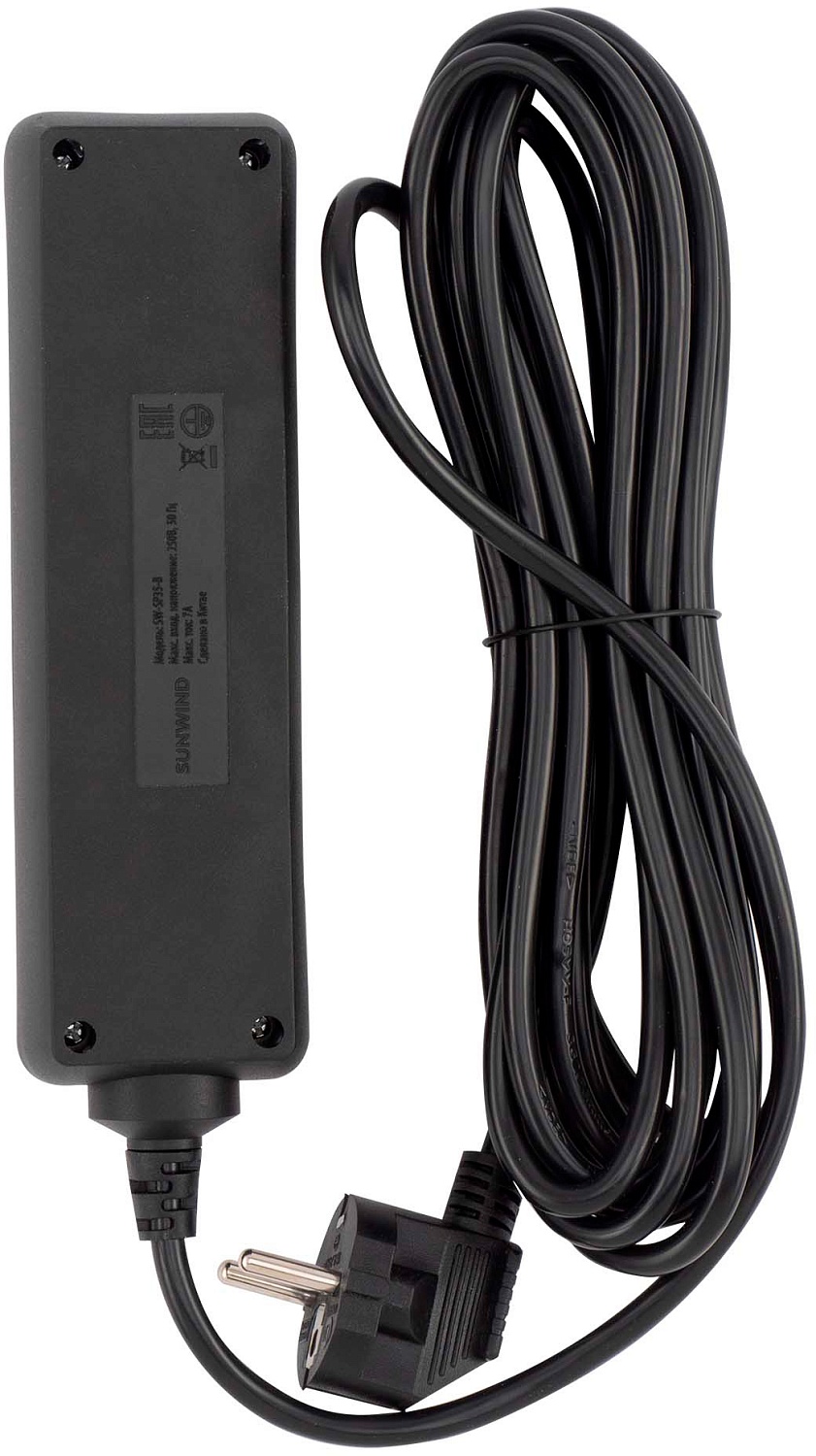 Сетевой фильтр SunWind SW-SP35-B 5м (3 розетки) черный (коробка)