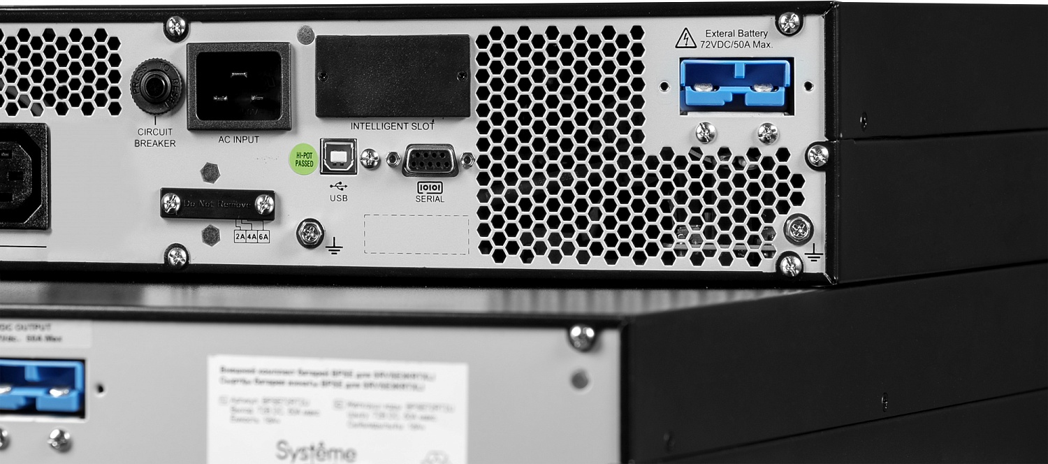 Источник бесперебойного питания Systeme Electric Smart-Save Online SRV, 2000VA/1800W, On-Line, Extended-run, Rack/Tower 4U(2U PM + 2U Battery), LCD, Out: 6xC13, SNMP Intelligent Slot, USB, RS-232