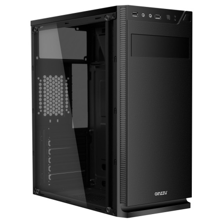 Корпус Ginzzu A250 Window (708102) (Miditower, Black, ATX, USB 2.0x2, Auido, int 2.5" x 3, 3.5" x "2, ext. 5.25" x 1, Video 310mm, CPU 150mm, PSU ATX, Secc 0.6mm)"