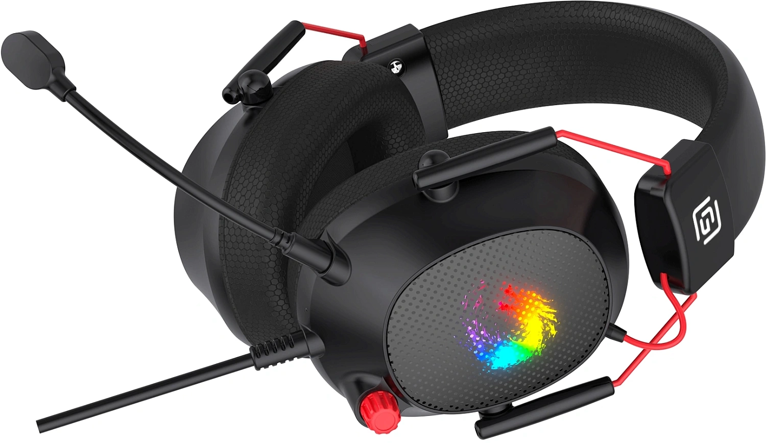 Наушники с микрофоном Оклик HS-L305G черный/красный 2м мониторные оголовье (2060511)