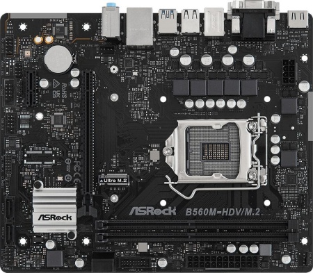 Материнская плата Asrock B560M-HDV/M.2 Soc-1200 Intel B560 2xDDR4 mATX AC`97 8ch(7.1) GbLAN+VGA+DVI+HDMI