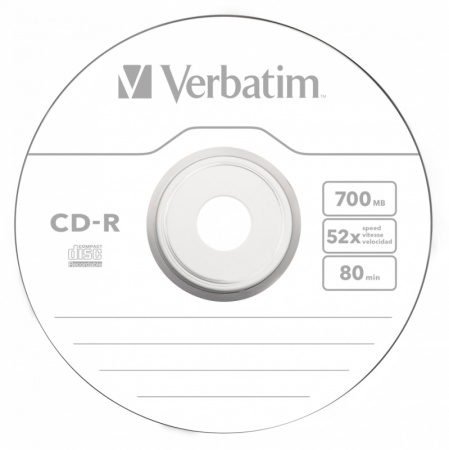 Диск CD-R Verbatim 700Mb 52x Cake Box (100шт) (43411)