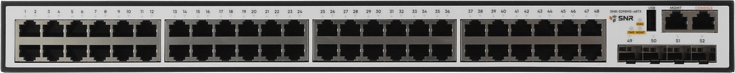 SNR Управляемый коммутатор уровня 2, 48 портов 10/100/1000Base-T, 4 порта 1/10G SFP+