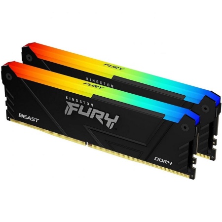 Модуль памяти Kingston 32GB DDR4 3733MHz DIMM FURY Beast Black RGB XMP kit 2*16, CL19, 1.35V 288-pin 8Gbit Non-ECC