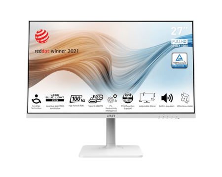 Монитор MSI 27" Modern MD272XPW белый IPS LED 16:9 HDMI M/M матовая HAS Piv 300cd 178гр/178гр 1920x1080 100Hz DP FHD USB 5.6кг