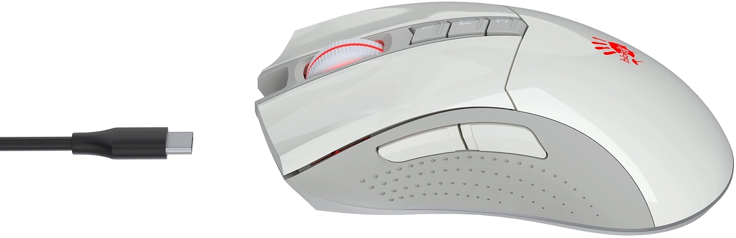 Мышь A4Tech Bloody R90 Plus белый оптическая (5000dpi) беспроводная USB (8but) Мышь A4Tech Bloody R90 Plus белый оптическая (5000dpi) беспроводная USB (8but)