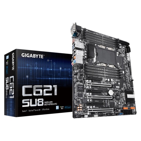 C621-SU8 Intel C621 motherboard with LGA 3647 Socket P, 6-Channel DDR4 RDIMM/LRDIMM 8 x DIMMs, Aspeed® AST2500 BMC, Dual M.2, Dual Intel® Server GbE LAN, 3 PCIe x16 slots and 3 PCIe x8 slots for multi cards RTL {6}