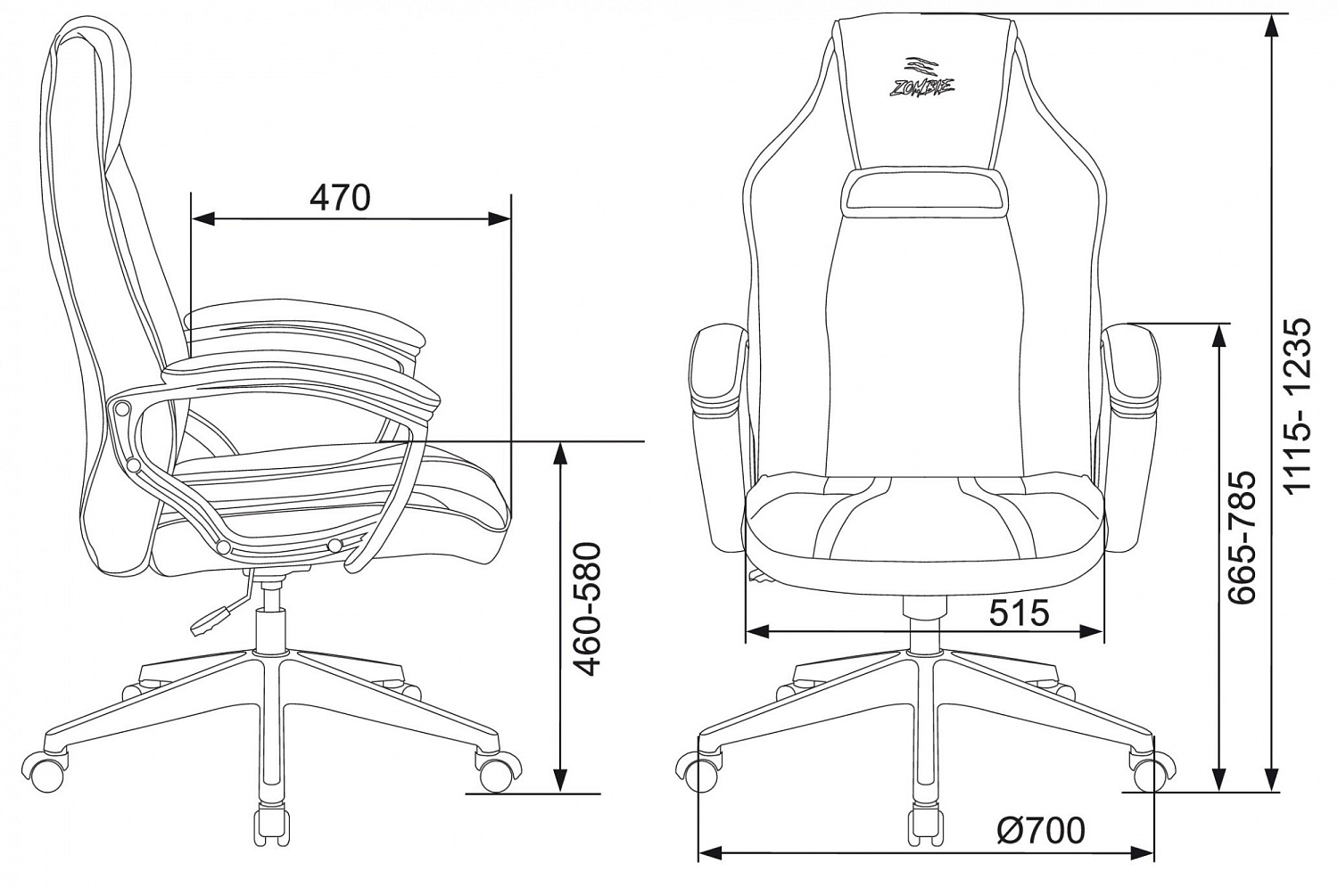 Кресло игровое Zombie Z3 черный/красный эко.кожа крестов. пластик