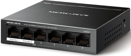 Коммутатор Mercusys MS106LP 6x100Mb 4PoE+ 40W неуправляемый
