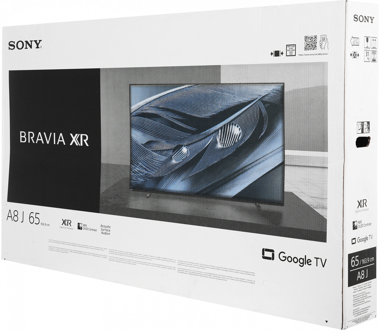 Телевизор OLED Sony 65" XR-65A80J BRAVIA черный 4K Ultra HD 100Hz DVB-T DVB-T2 DVB-C DVB-S DVB-S2 USB WiFi Smart TV