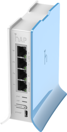 Точка доступа wi-fi MikroTik hAP lite with 650MHz CPU, 32MB RAM, 4xLAN, built-in 2.4Ghz 802.11b/g/n 2x2 two chain wireless with integrated antennas, RouterOS L4, tower case, PSU (существенное повреждение коробки)