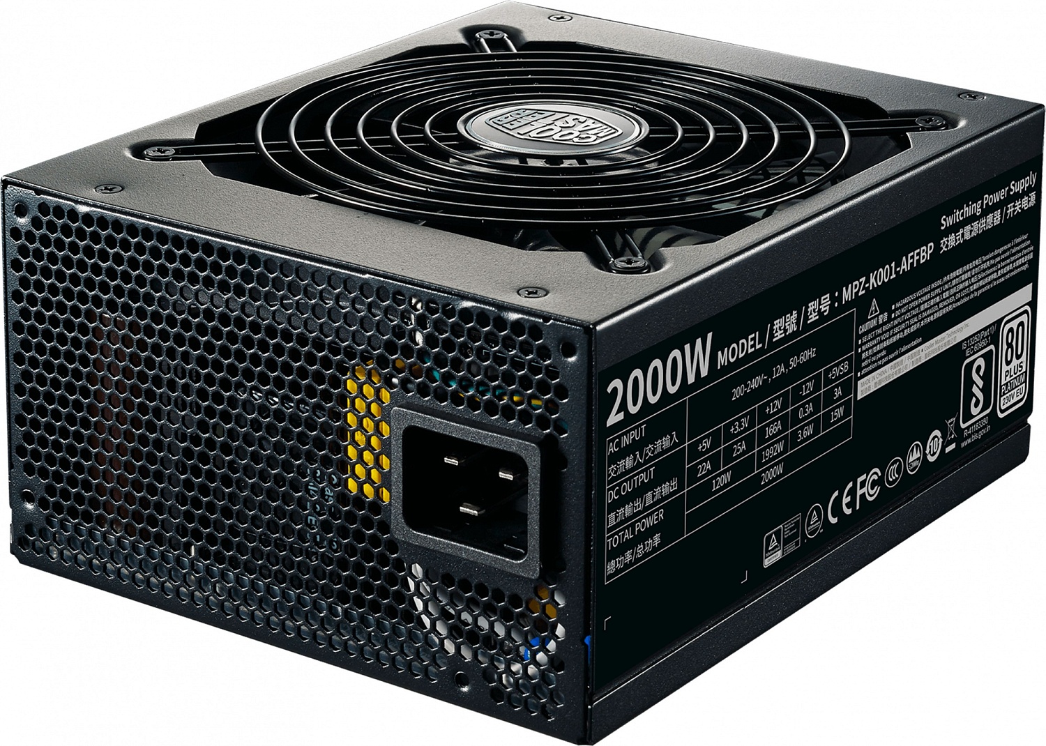 Блок питания Cooler Master ATX 2000W M2000 80+ platinum 24pin APFC 135mm fan 12xSATA Cab Manag RTL