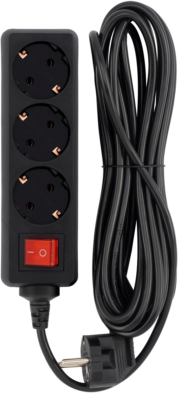 Сетевой фильтр SunWind SW-SP35-B 5м (3 розетки) черный (коробка)