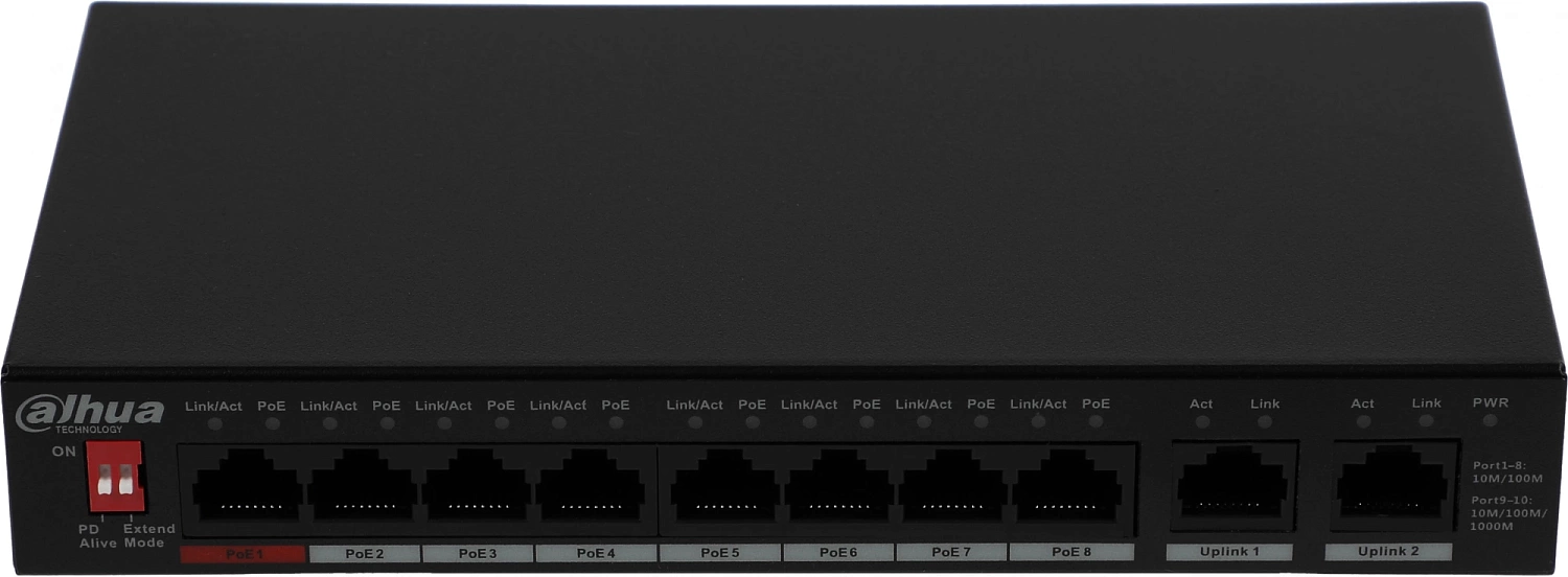 Коммутатор Dahua DH-PFS3010-8ET-96 8x100Mb 8PoE неуправляемый