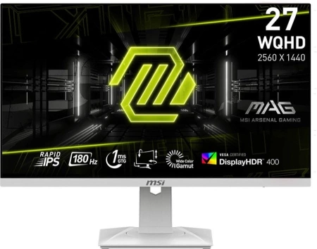 Монитор MSI MAG 274QRFW 27" 16:9 WQHD(2560x1440) Rapid IPS,1ms, 1000:1, 100M:1, 400nit, 178/178, 2xHDMI 2.0b, DP 1.4a, Tilt, Swivel, Height,Pivot,VESA,180Hz,White,1y w-ty