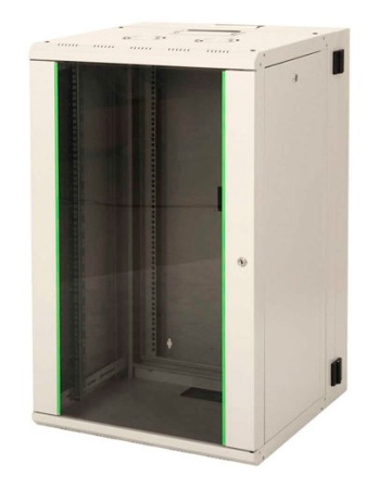 Шкаф коммутационный Lande Proline (LN-PR16U6045-BL-111) настенный 16U 600x450мм пер.дв.стекл задн.дв.стал.лист направл.под закл.гайки 100кг черный 29кг 210град. 818мм IP20 сталь