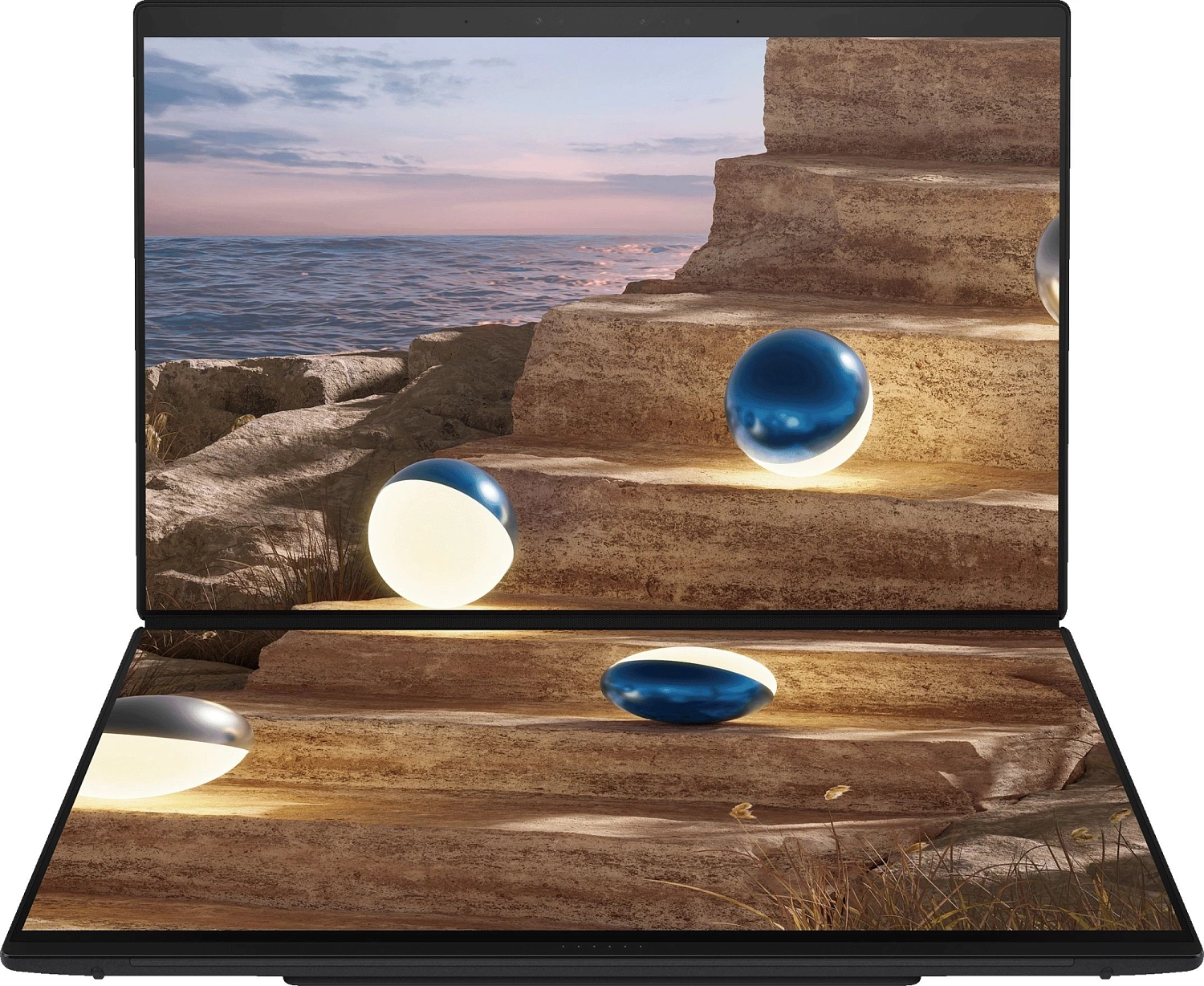 Ноутбук Asus ZenBook Duo UX8407AA-SN279X Core Ultra 9 386H 32Gb SSD1Tb Intel Arc 14" OLED Touch 3K (2880x1800) Windows 11 Pro dk.grey WiFi BT Cam (90NB16V1-M00F80)