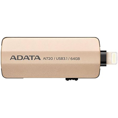 64GB ADATA AI720 (Apple OTG) USB Flash (AAI720-64G-CGD) Lightning/USB 3.1, 90/20, Golden, RTL (461353)