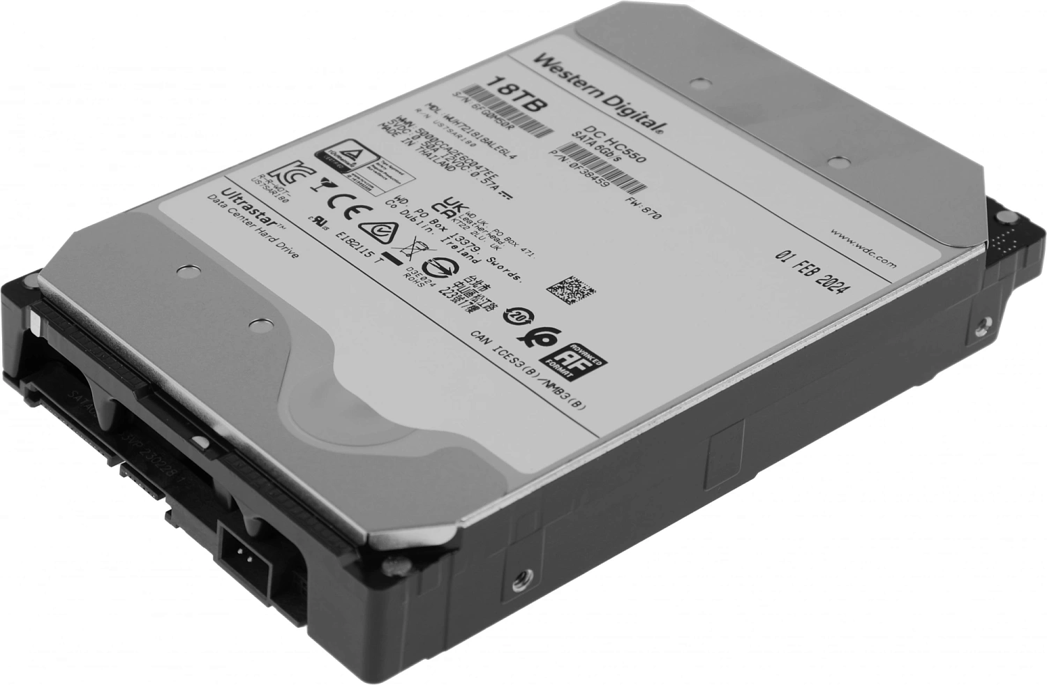 Жесткий диск Western Digital Ultrastar DC HС550 HDD 3.5" SATA 18Тb, 7200rpm, 512MB buffer, 512e  (WUH721818ALE6L4 ), 1 year