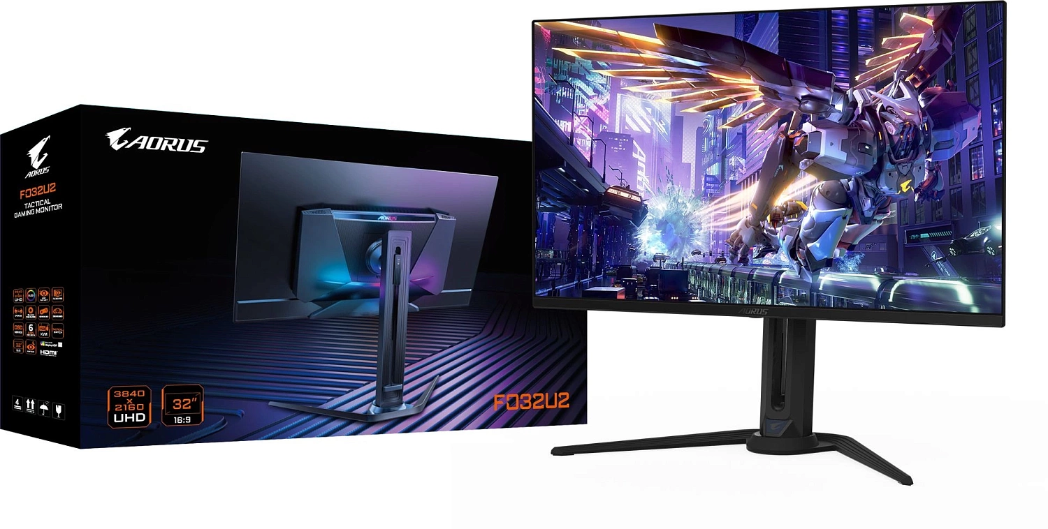 Монитор Gigabyte 31.5" Aorus FO32U2 черный QD OLED LED 16:9 HDMI матовая HAS 250cd 178гр/178гр 3840x2160 240Hz DP 4K USB 9.6кг