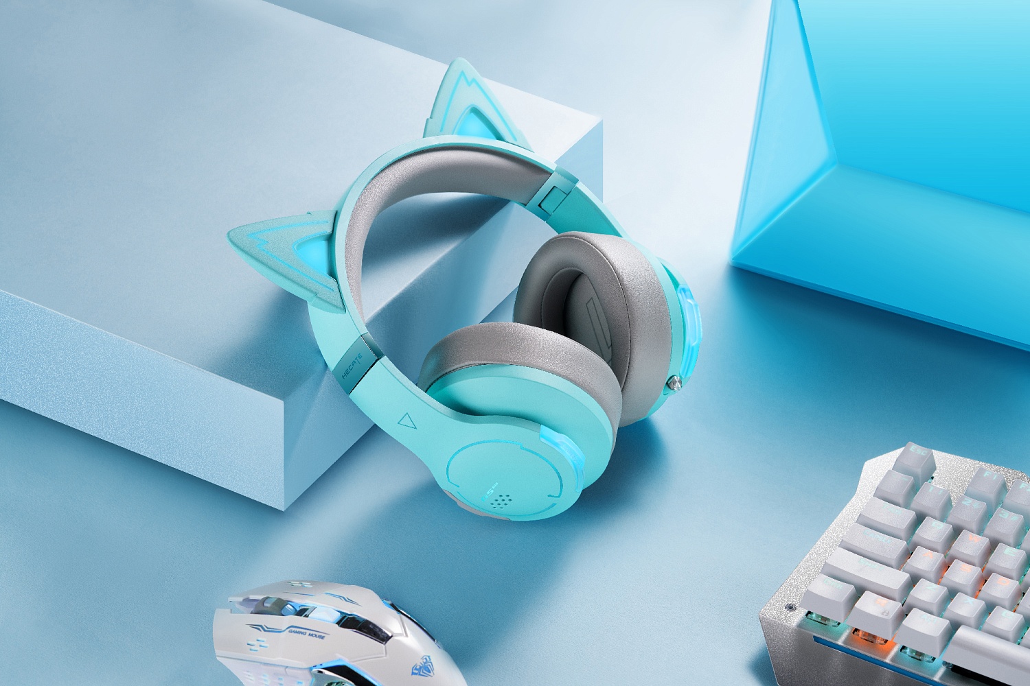 Наушники с микрофоном Edifier G5BT Cat голубое небо/серый мониторные BT оголовье