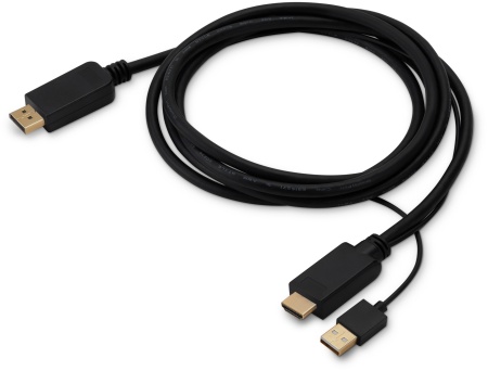 Кабель аудио-видео Buro HDMI (m)/DisplayPort (m) 2м. позолоч.конт. черный (HDMI-DP-2M)