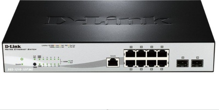 Коммутатор D-Link DGS-1210-10P/ME/A1A 8G 2SFP 8PoE управляемый