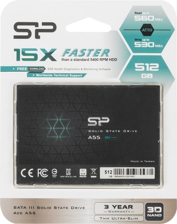 Накопитель SSD Silicon Power SATA III 512Gb SP512GBSS3A55S25 Ace A55 2.5"