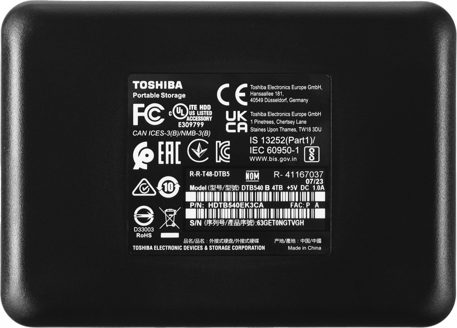 Жесткий диск Toshiba USB 3.0 4Tb HDTB540EK3CA Canvio Basics 2.5" черный Жесткий диск Toshiba USB 3.0 4Tb HDTB540EK3CA Canvio Basics 2.5" черный