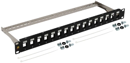Патч-панель наборная Lanmaster LAN-PPN16OK-UTP 19" 1U 16x UTP
