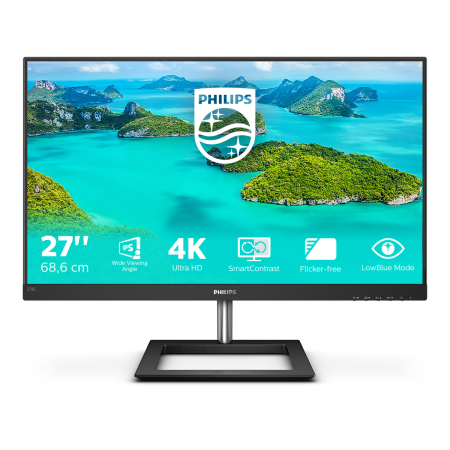 Монитор LCD 27'' [16:9] 3840x2160(UHD 4K) IPS, nonGLARE, 350cd/m2, H178°/V178°, 1000:1, 1.07B, 4ms, 2xHDMI, DP, Tilt, Speakers, 2Y, Black