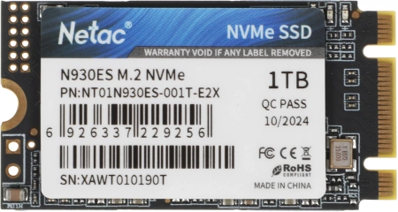 Ssd накопитель Netac SSD N930ES 1TB PCIe 3 x2 M.2 2242 NVMe 3D NAND, R/W up to 1650/1500MB/s, TBW 600TB, 3y wty