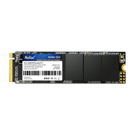 Ssd накопитель Netac SSD N930E Pro 256GB PCIe 3 x4 M.2 2280 NVMe 3D NAND, R/W up to 2040/1270MB/s, TBW 150TB, 3y wty
