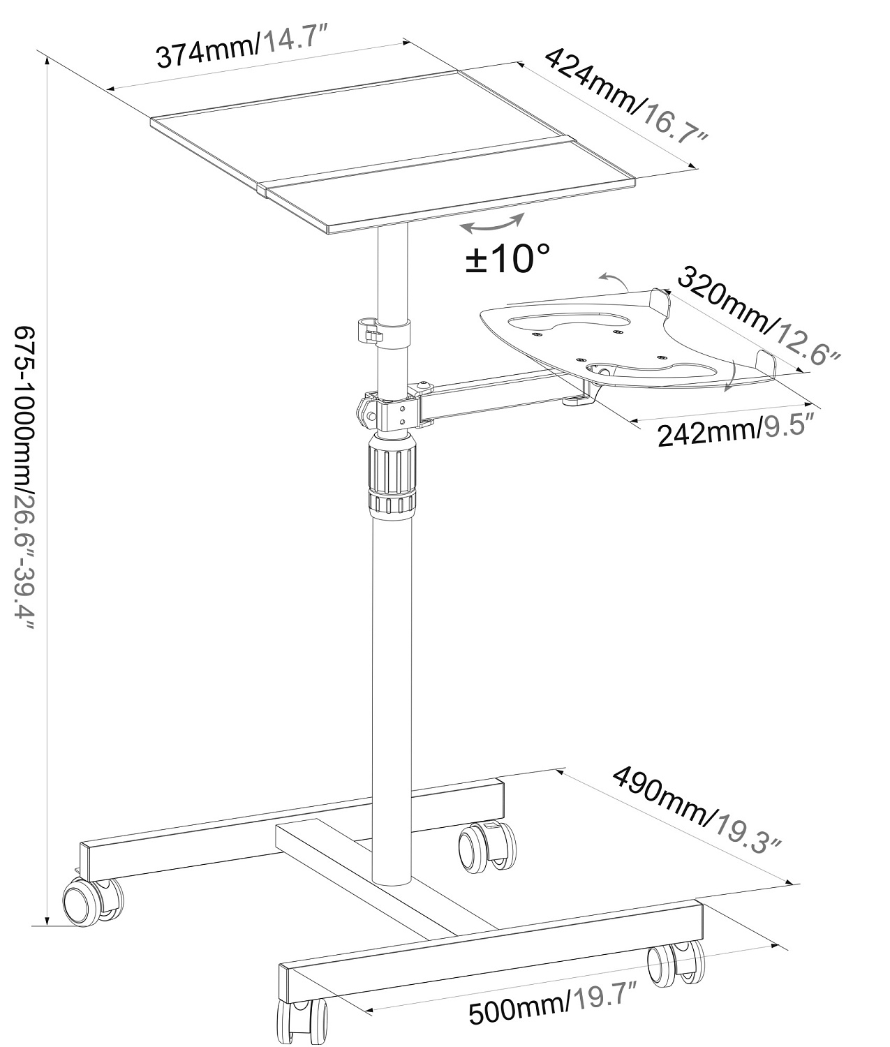Стол для проектора Cactus CS-VM-PT01T напольная
