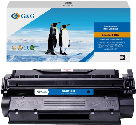 Картридж лазерный G&G GG-C7115A C7115A черный (2500стр.) для HP LJ 1000/1005/1200/1200N/1200SE/1220/1220SE/3300MFP/3320N MFP/3320MFP/3330MFP