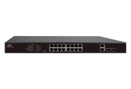 Коммутатор доступа UNV 16х100Mbps PoE(RJ45)+2х1000Mbps (Combo), PoE бюджет макс. до 250 Вт.