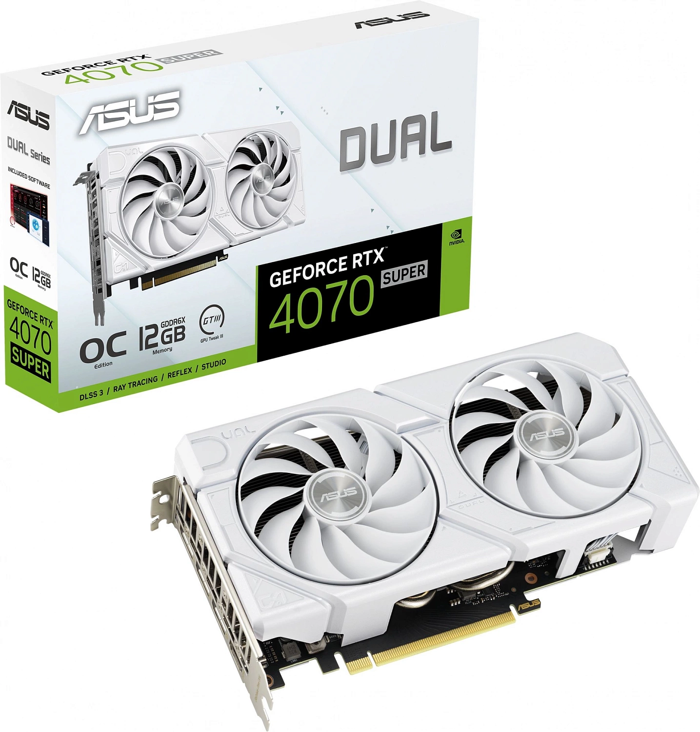 Видеокарта ASUS DUAL-RTX4070S-O12G-EVO-WHITE//RTX4070S HDMI DP*3 12G D6X; 90YV0KC8-M0NA00